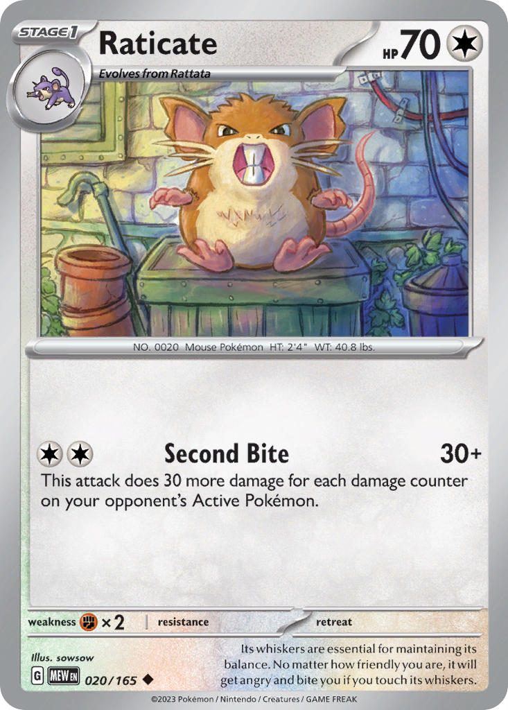 Raticate - 151 - 020/165 - Uncommon
