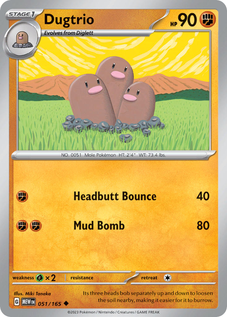 Dugtrio - 151 - 051/165 - Uncommon