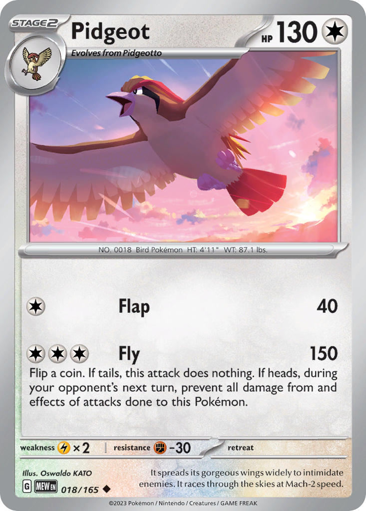 Pidgeot - 151 - 018/165 - Reverse holo
