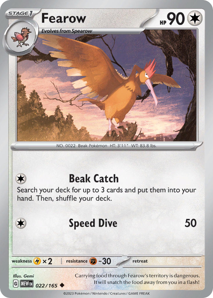 Fearow - 151 - 022/165 - Uncommon